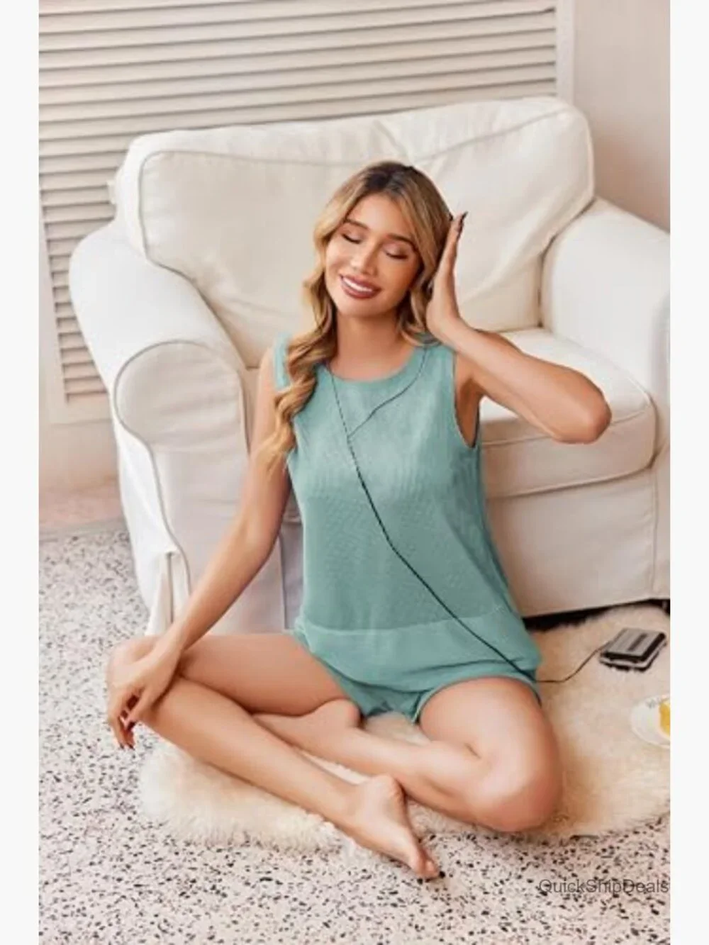 Two Piece Shorts Set Sleeveless Tank Top Matching Lounge Set